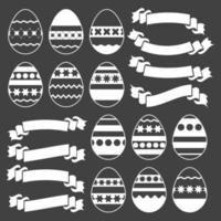 conjunto de silhuetas com derrame branco isolado ovos de Páscoa em um fundo preto. ilustração vetorial plana simples. adequado para decoração de cartões postais, publicidade, revistas, sites. vetor