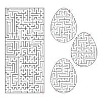 um conjunto de labirintos em forma de ovos e formato retangular. traço preto. um jogo para crianças. ilustração em vetor plana simples isolada no fundo branco.