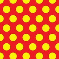 moderno simples abstrato amarelo cor grande círculo polca ponto criativo geométrico vetor padronizar em vermelho cor fundo