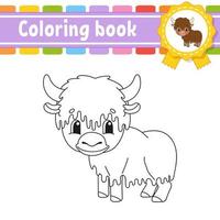 livro de colorir para crianças. personagem alegre. ilustração vetorial. estilo bonito dos desenhos animados. página de fantasia para crianças. silhueta de contorno preto. isolado no fundo branco. vetor