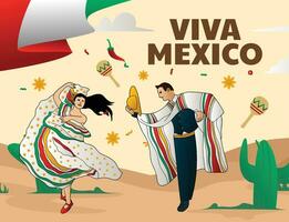 ilustração Projeto do pessoas dançando Viva México evento bandeira vetor
