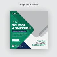 postagem em mídia social de admissão escolar e banner de web de admissão, download profissional de panfleto vetor