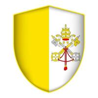Vaticano cidade bandeira dentro escudo forma. vetor ilustração.