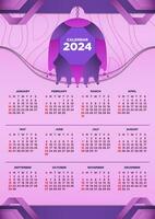 vetor líquido roxa calendário 2024 modelo