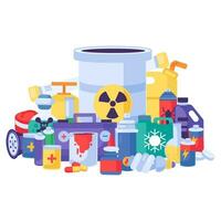 perigoso substâncias containers empilhado acima grande pilha vetor