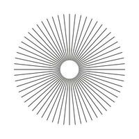 radial círculo linhas. circular linhas elemento. delineado símbolo do Sol Estrela raios. abstrato geométrico ilusão forma. raios com irradiando listras. plano Projeto elemento. vetor gráfico ilustração.