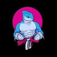 ilustração de lutador de tubarão vetor