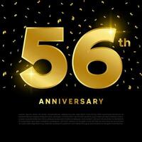 56º aniversário celebração com ouro brilhar cor e Preto fundo. vetor Projeto para celebrações, convite cartões e cumprimento cartões.