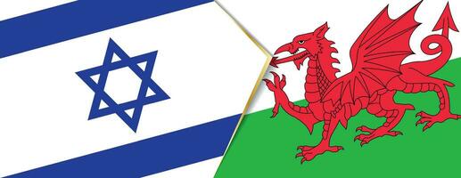 Israel e país de gales bandeiras, dois vetor bandeiras.