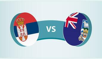 Sérvia versus Falkland ilhas, equipe Esportes concorrência conceito. vetor