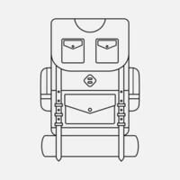 vetor acampamento mochila linear ilustração