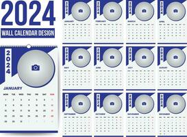 2024 parede calendário Projeto modelo vetor