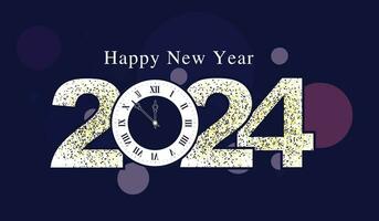 feliz Novo ano 2024, Novo ano cumprimento cartão, Novo ano brilhando fundo vetor