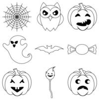 conjunto de ícones assustadores de halloween em estilo simples para web vetor