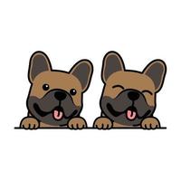 desenho animado de cachorro bulldog francês marrom fofo, ilustração vetorial vetor