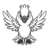 fofa branco cacatua desenho animado em branco fundo vetor