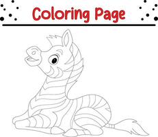fofa bebê zebra coloração página para crianças vetor