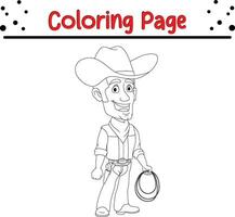 fofa vaqueiro coloração página para crianças vetor