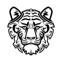arte em preto e branco da cabeça de tigre vetor