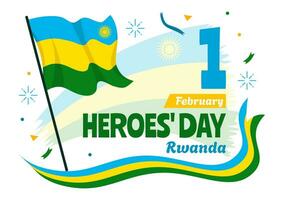 Ruanda Heróis dia vetor ilustração em fevereiro 1 com ruandês bandeira e soldado memorial quem lutou dentro nacional feriado desenho animado fundo