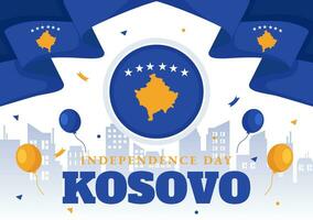 Kosovo independência dia vetor ilustração em fevereiro 17 com acenando bandeira dentro feliz república celebração feriado em plano desenho animado fundo