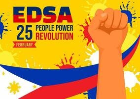 Edsa pessoas poder revolução aniversário do filipino vetor ilustração em fevereiro 25 com Filipinas bandeira dentro feriado plano desenho animado fundo