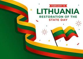 Lituânia restauração do a Estado dia vetor ilustração em 16 fevereiro com acenando bandeira dentro feliz independência feriado plano desenho animado fundo