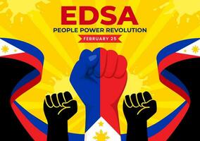 Edsa pessoas poder revolução aniversário do filipino vetor ilustração em fevereiro 25 com Filipinas bandeira dentro feriado plano desenho animado fundo