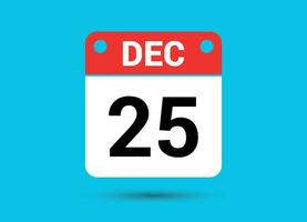 dezembro 25 calendário encontro plano ícone dia 25 vetor ilustração