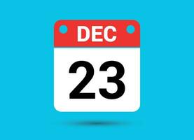 dezembro 23 calendário encontro plano ícone dia 23 vetor ilustração