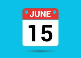 Junho 15 calendário encontro plano ícone dia 15 vetor ilustração