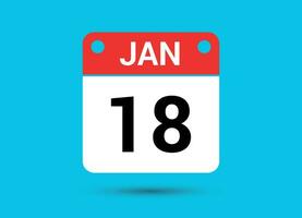janeiro 18 calendário encontro plano ícone dia 18 vetor ilustração