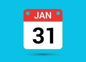 janeiro 31 calendário encontro plano ícone dia 31 vetor ilustração