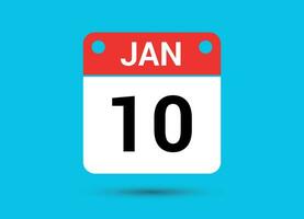 janeiro 10 calendário encontro plano ícone dia 10 vetor ilustração