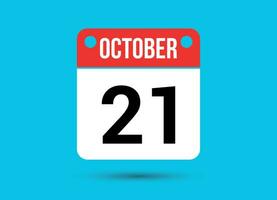 Outubro 21 calendário encontro plano ícone dia 21 vetor ilustração