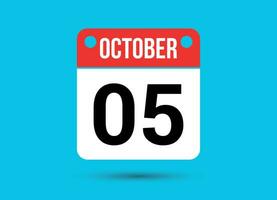Outubro 5 calendário encontro plano ícone dia 5 vetor ilustração