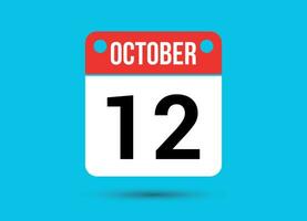 Outubro 12 calendário encontro plano ícone dia 12 vetor ilustração