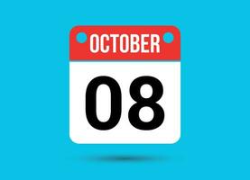 Outubro 8 calendário encontro plano ícone dia 8 vetor ilustração