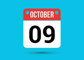 Outubro 9 calendário encontro plano ícone dia 9 vetor ilustração