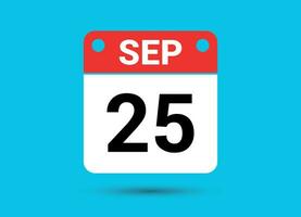 setembro 25 calendário encontro plano ícone dia 25 vetor ilustração
