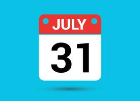 Julho 31 calendário encontro plano ícone dia 31 vetor ilustração