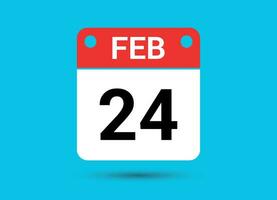 fevereiro 24 calendário encontro plano ícone dia 24 vetor ilustração