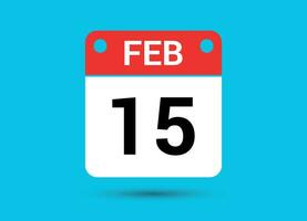 fevereiro 15 calendário encontro plano ícone dia 15 vetor ilustração