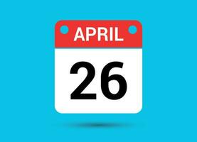 abril 26 calendário encontro plano ícone dia 26 vetor ilustração