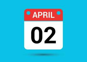 abril 2 calendário encontro plano ícone dia 2 vetor ilustração