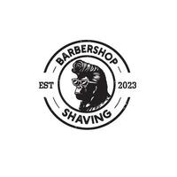 vintage macaco mascote barbearia logotipo Projeto vetor ilustração
