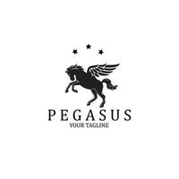 Projeto logotipo vintage alado cavalo pegasus vetor ilustração