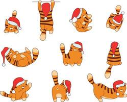 conjunto do engraçado desenho animado tigre personagem vetor ilustração. feliz chinês Novo ano animal símbolo.