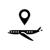 avião mapa localização glifo ícone vetor ilustração