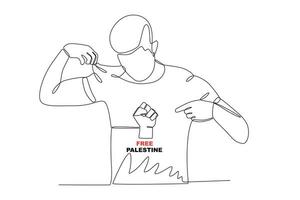 uma homem vestindo uma camisa defendendo Palestina vetor
